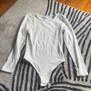 Aritzia White Long Sleeve Bodysuit
